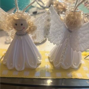 Charming White Angel Ornaments with Pearls
